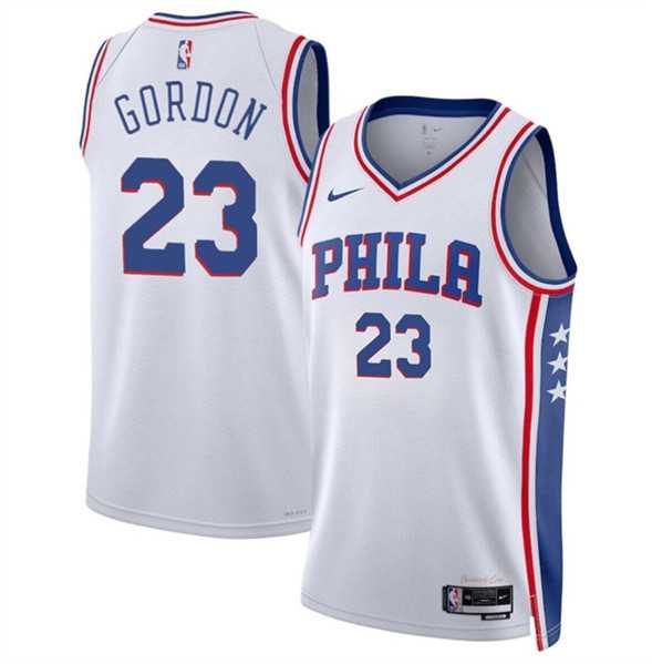 Mens Philadelphia 76ers #23 Eric Gordon White Association Edition Stitched Jersey Dzhi